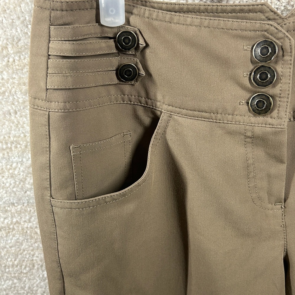 Larry Levine Dress Pants Y2K Dark Academia Khaki Stretch Trousers Women Size 8